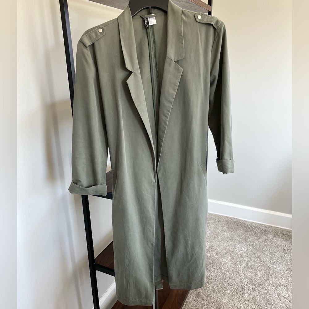 H&M Olive Green MIDI Length Lightweight Jacket